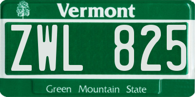 VT license plate ZWL825