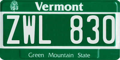 VT license plate ZWL830