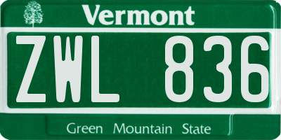 VT license plate ZWL836
