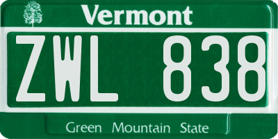 VT license plate ZWL838