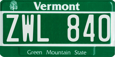 VT license plate ZWL840