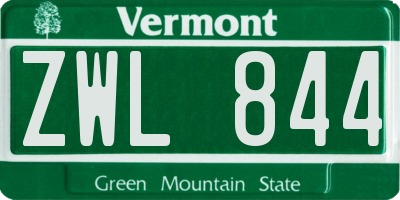VT license plate ZWL844