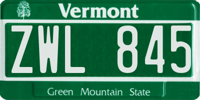 VT license plate ZWL845