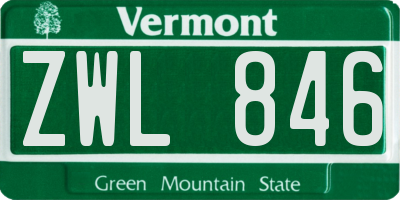 VT license plate ZWL846
