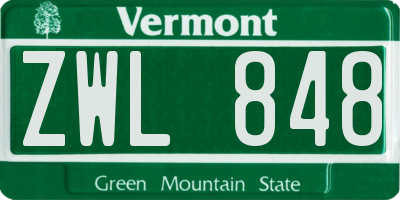 VT license plate ZWL848