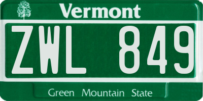 VT license plate ZWL849
