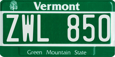 VT license plate ZWL850