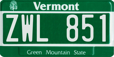 VT license plate ZWL851