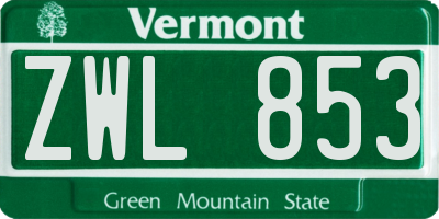 VT license plate ZWL853