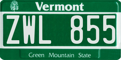 VT license plate ZWL855