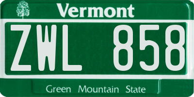 VT license plate ZWL858