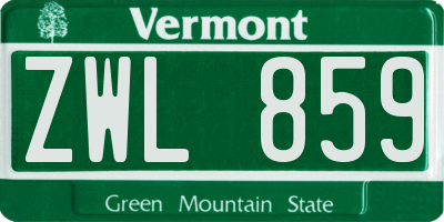 VT license plate ZWL859