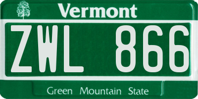 VT license plate ZWL866