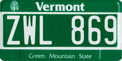 VT license plate ZWL869