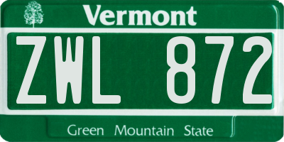 VT license plate ZWL872