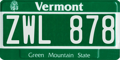 VT license plate ZWL878