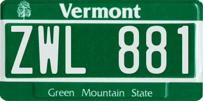 VT license plate ZWL881