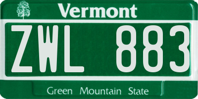 VT license plate ZWL883