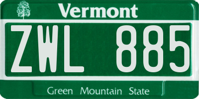 VT license plate ZWL885