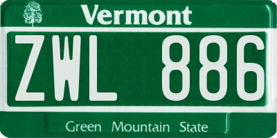 VT license plate ZWL886