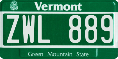 VT license plate ZWL889