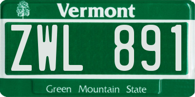 VT license plate ZWL891