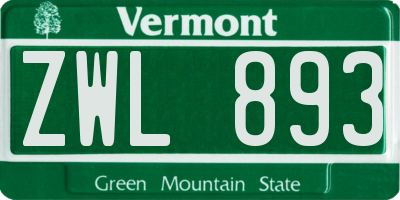 VT license plate ZWL893
