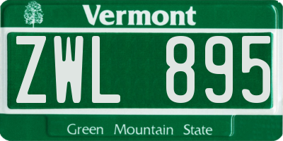 VT license plate ZWL895