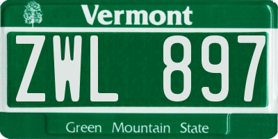 VT license plate ZWL897