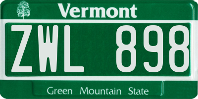 VT license plate ZWL898