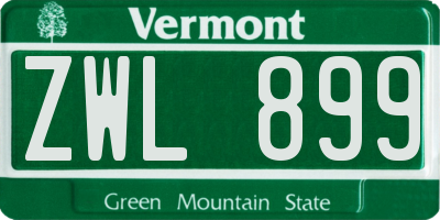 VT license plate ZWL899