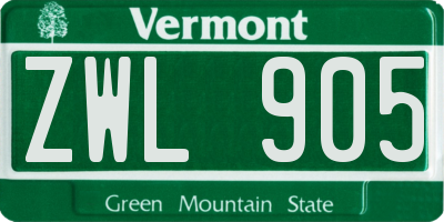 VT license plate ZWL905