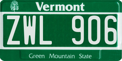VT license plate ZWL906