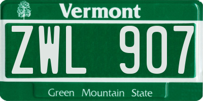 VT license plate ZWL907