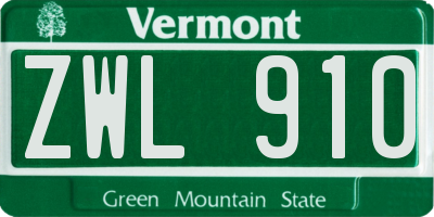 VT license plate ZWL910