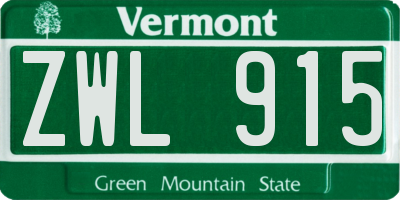VT license plate ZWL915