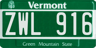 VT license plate ZWL916