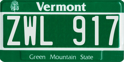 VT license plate ZWL917