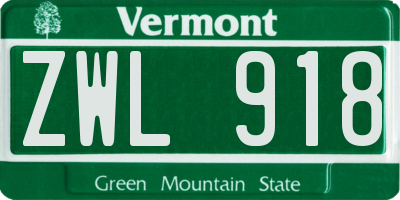 VT license plate ZWL918