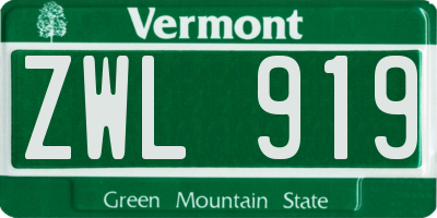 VT license plate ZWL919