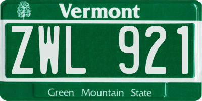 VT license plate ZWL921