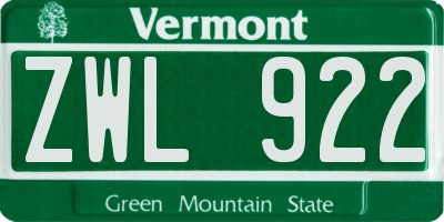 VT license plate ZWL922