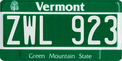 VT license plate ZWL923
