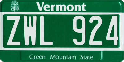 VT license plate ZWL924