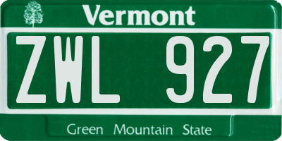 VT license plate ZWL927