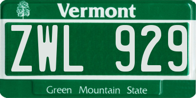VT license plate ZWL929
