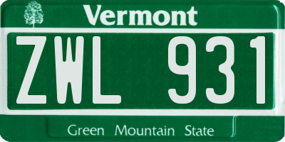 VT license plate ZWL931