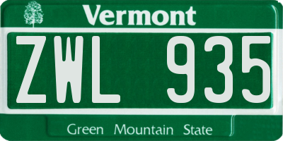 VT license plate ZWL935