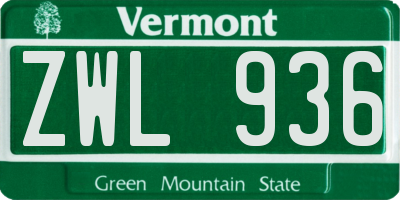 VT license plate ZWL936