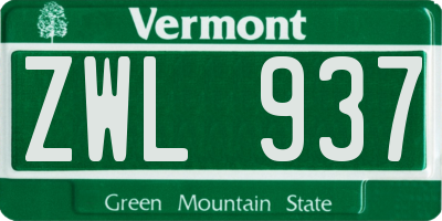VT license plate ZWL937